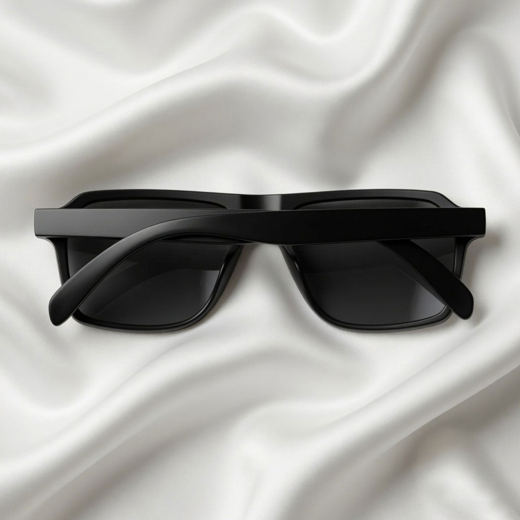Specsnex x Vinto | Rectangle Sunglasses | Full Black Rubber Coated TR90 Frame | 100% UV Protection