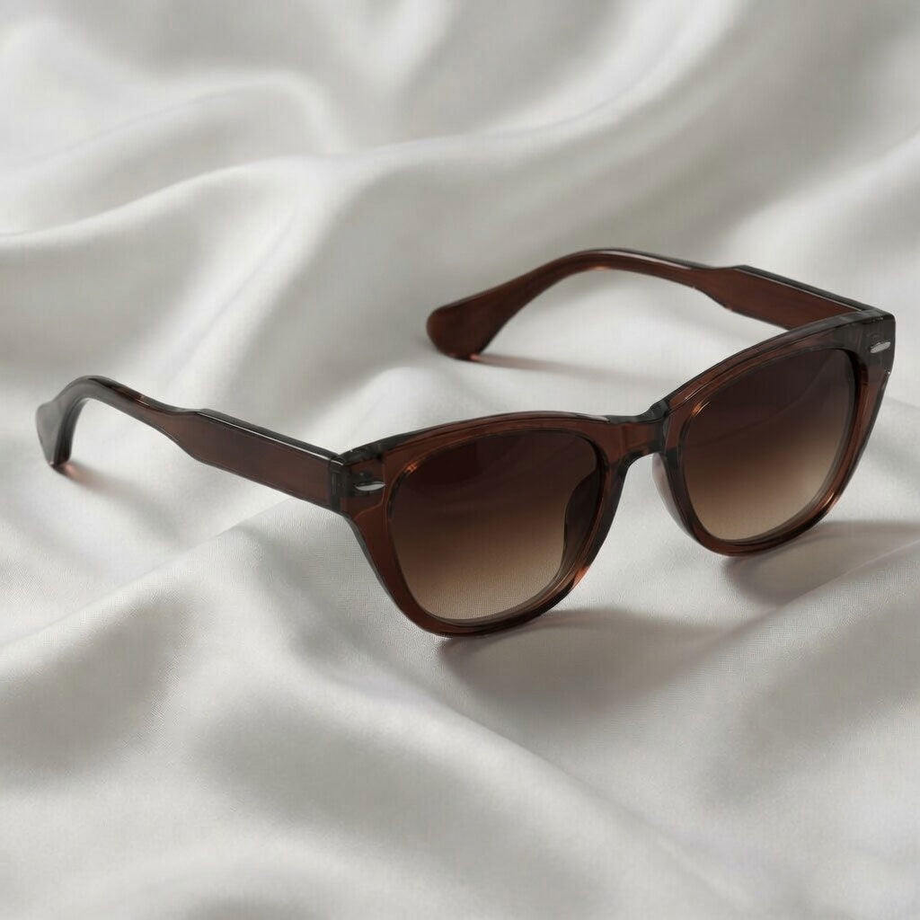 Specsnex x Lumina | Cat-Eye Sunglasses | Translucent Dark Brown TR90 Frame | Brown 100% UV Lenses