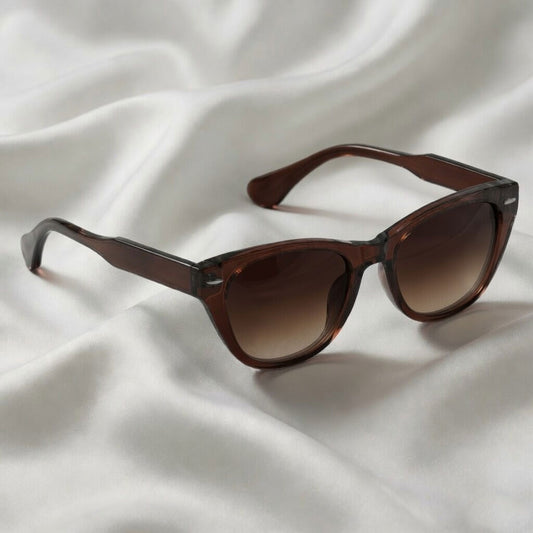 Specsnex x Lumina | Cat-Eye Sunglasses | Translucent Dark Brown TR90 Frame | Brown 100% UV Lenses
