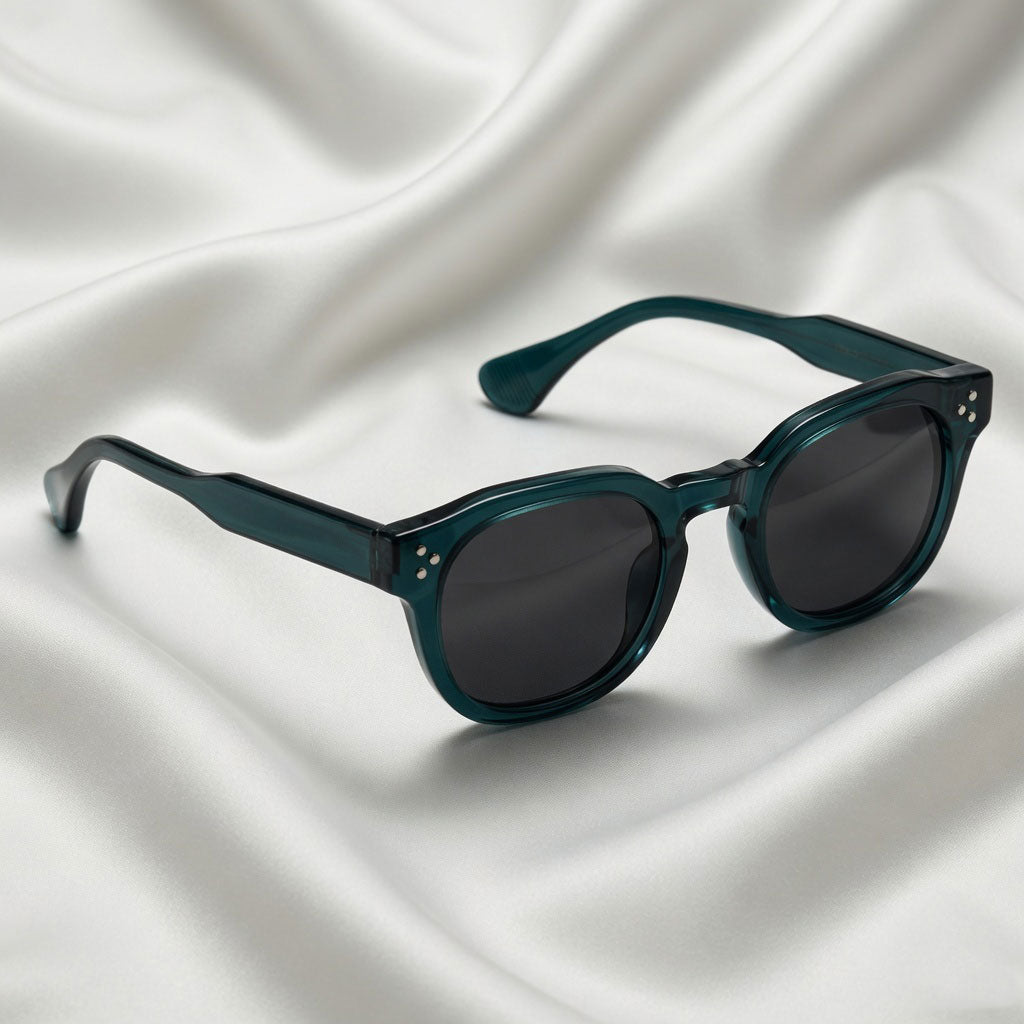 Specsnex x Robust | Glossy Round Sunglasses | Dark Teal TR90 Frame | 100% UV Protection