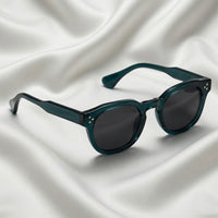 Specsnex x Robust | Glossy Round Sunglasses | Dark Teal TR90 Frame | 100% UV Protection