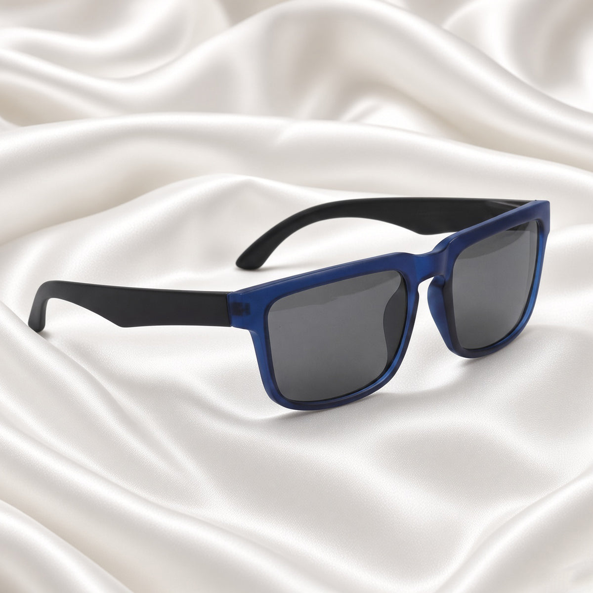 Specsnex x CP | Rubber Finish Square Sunglasses | Navy Blue TR90 Frame | 100% UV Protection