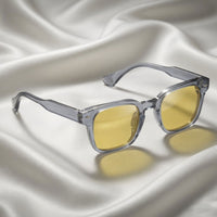 Specsnex x Thicker | Glossy Square Sunglasses | Grey TR90 Frame | Night Vision 100% UV Lenses