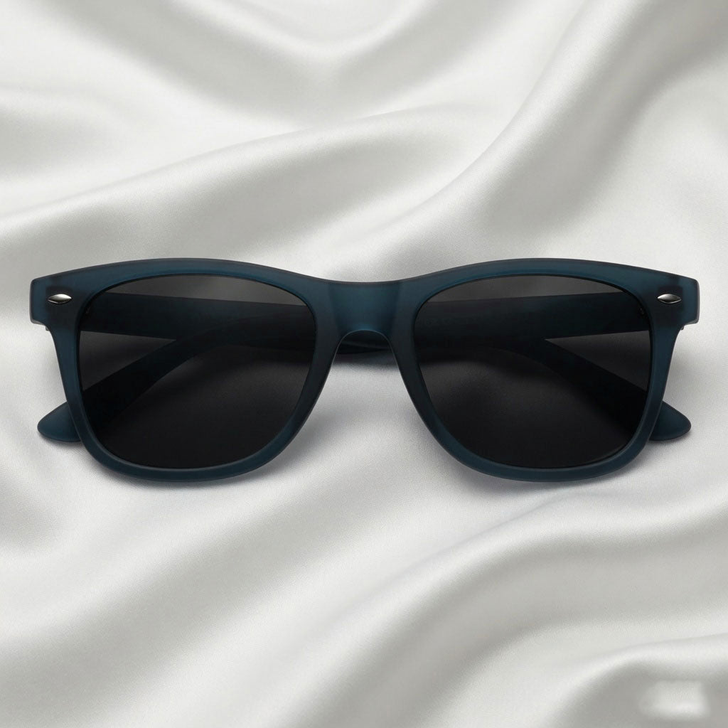 Specsnex x Legacy | Square Sunglasses | Translucent Navy Blue Rubber Coated TR90 Frame | 100% UV Protection