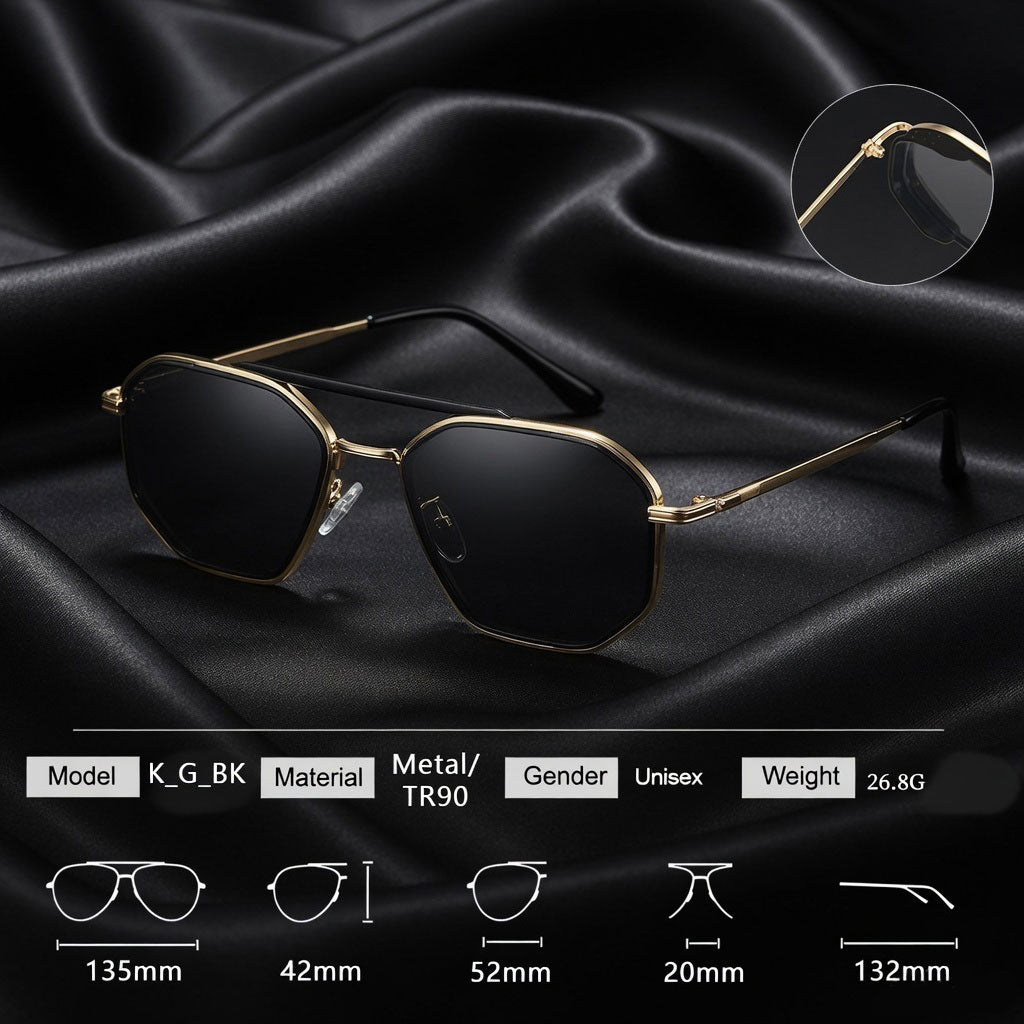 Specsnex x King | Square Sunglasses | Gold Metal Frame | 100% UV Protection