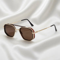 Specsnex x King | Metal Sunglasses | Gold Frame | Brown 100% UV Lenses