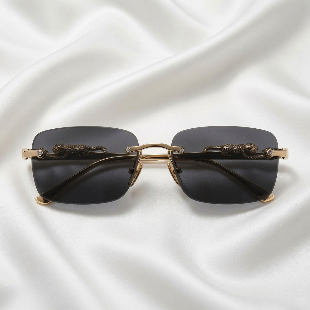 Specsnex x Vertex | Rimless Metal Sunglasses | Black Lenses | 100% UV Protection