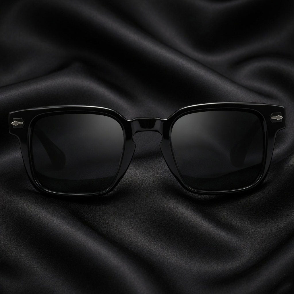Specsnex x Thicker | Glossy Square Sunglasses | Full Black TR90 Frame | 100% UV Protection