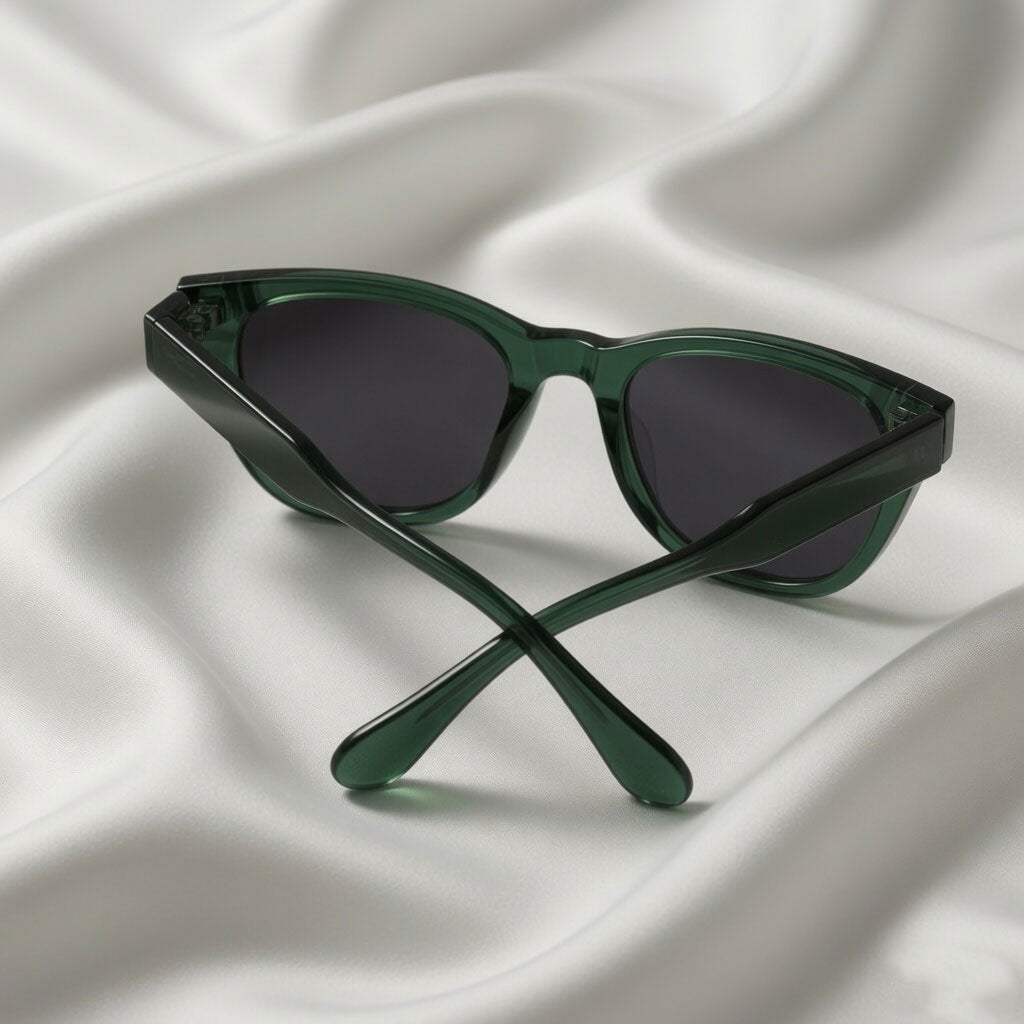Specsnex x Lumina | Cat-Eye Sunglasses | Translucent Dark Green TR90 Frame | Brown 100% UV Lenses