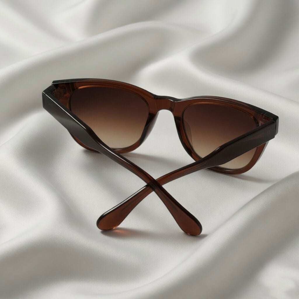 Specsnex x Lumina | Cat-Eye Sunglasses | Translucent Dark Brown TR90 Frame | Brown 100% UV Lenses