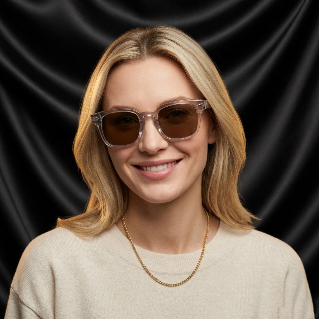 Specsnex x Thicker | Glossy Square Sunglasses | Pink TR90 Frame | Brown 100% UV Lenses