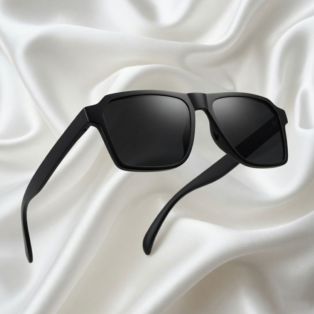 Specsnex x Vinto | Rectangle Sunglasses | Full Black Rubber Coated TR90 Frame | 100% UV Protection