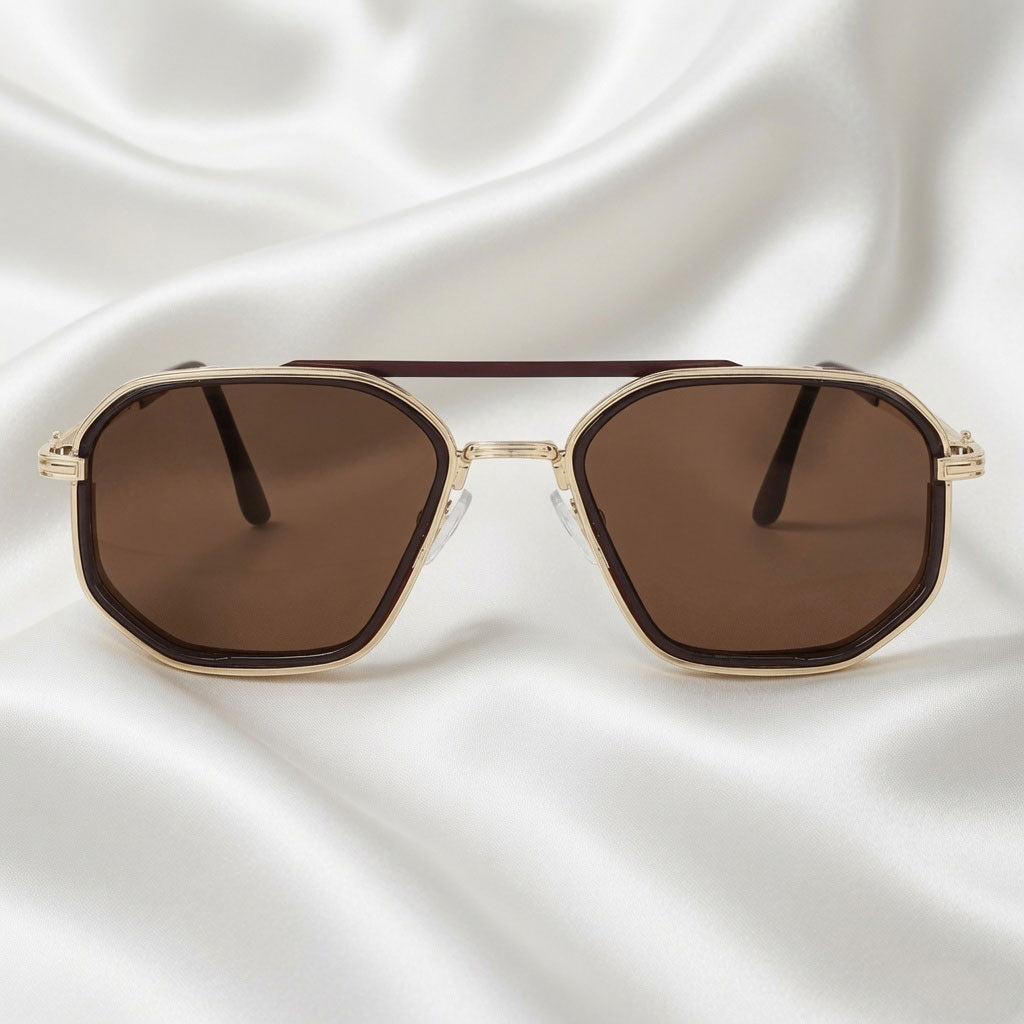 Specsnex x King | Metal Sunglasses | Gold Frame | Brown 100% UV Lenses