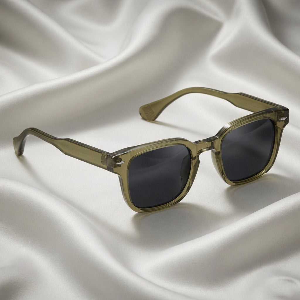 Specsnex x Thicker | Glossy Square Sunglasses | Dark Olive TR90 Frame | 100% UV Protection