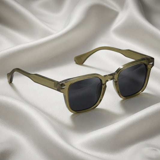Specsnex x Thicker | Glossy Square Sunglasses | Dark Olive TR90 Frame | 100% UV Protection