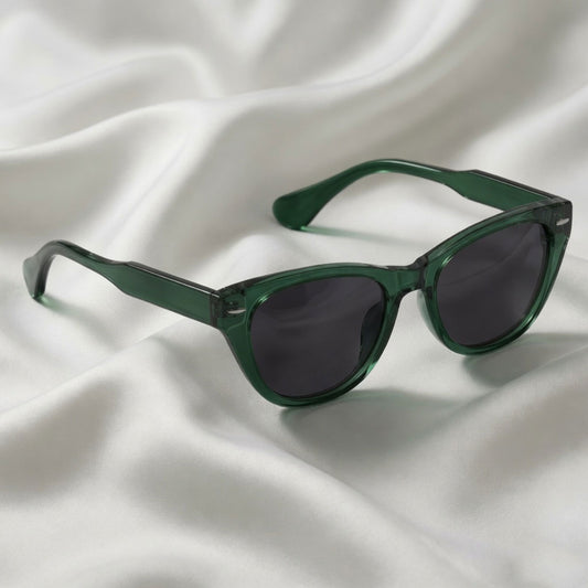 Specsnex x Lumina | Cat-Eye Sunglasses | Translucent Dark Green TR90 Frame | Brown 100% UV Lenses