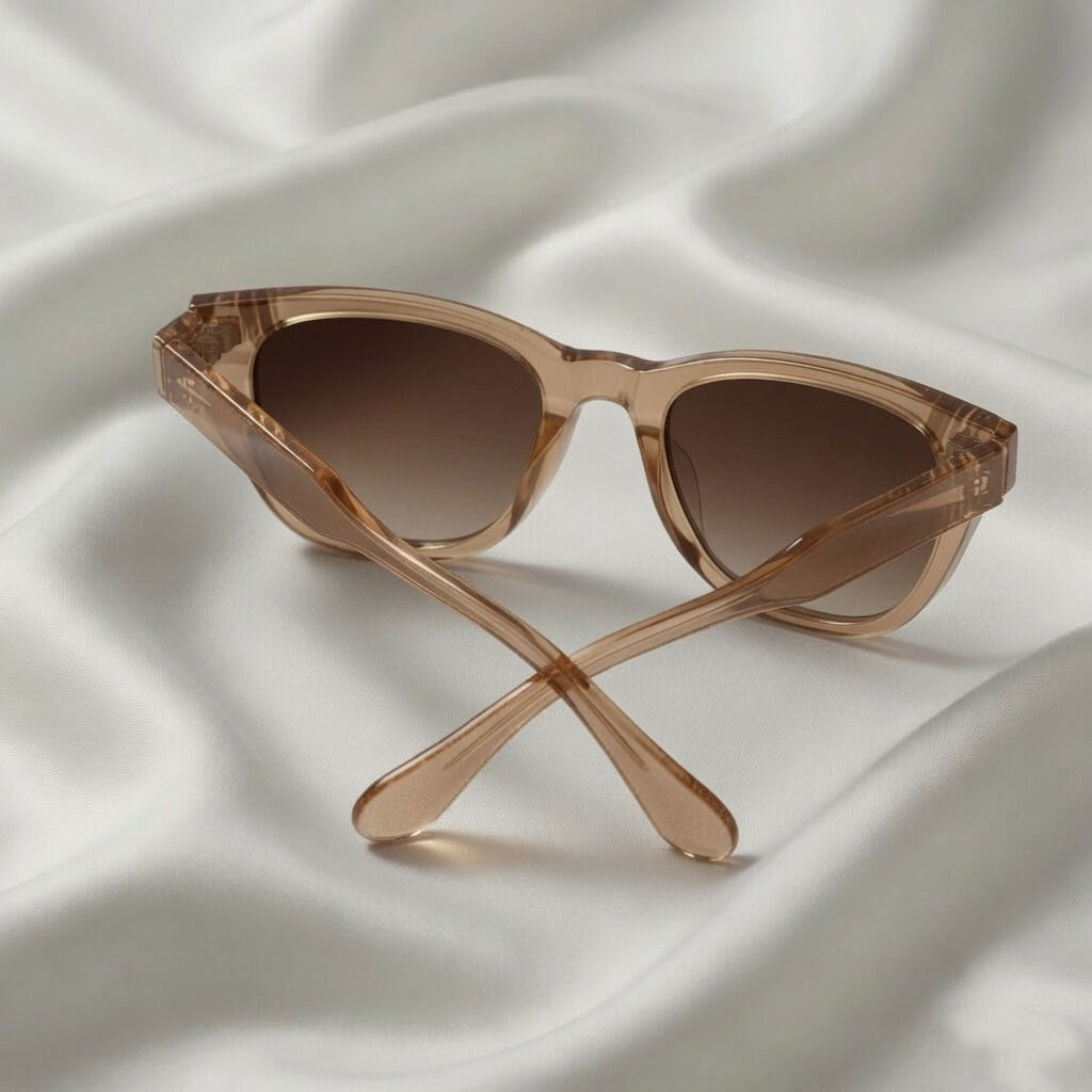 Specsnex x Lumina | Cat-Eye Sunglasses | Translucent Light Brown TR90 Frame | Brown 100% UV Lenses