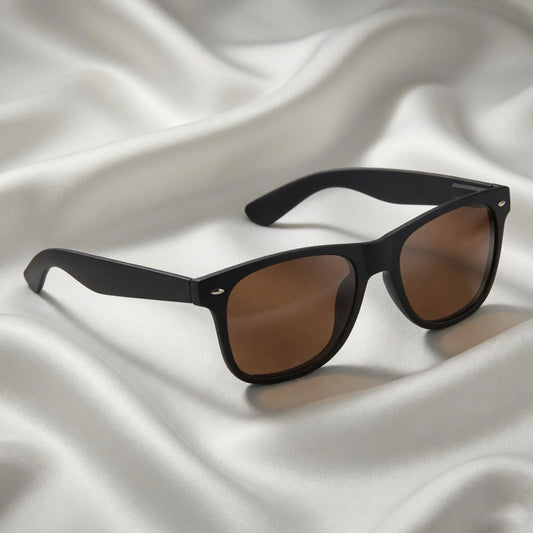 Specsnex x Legacy | Wayfarer Sunglasses | Black Rubber Coated TR90 Frame | Brown 100% UV Lenses