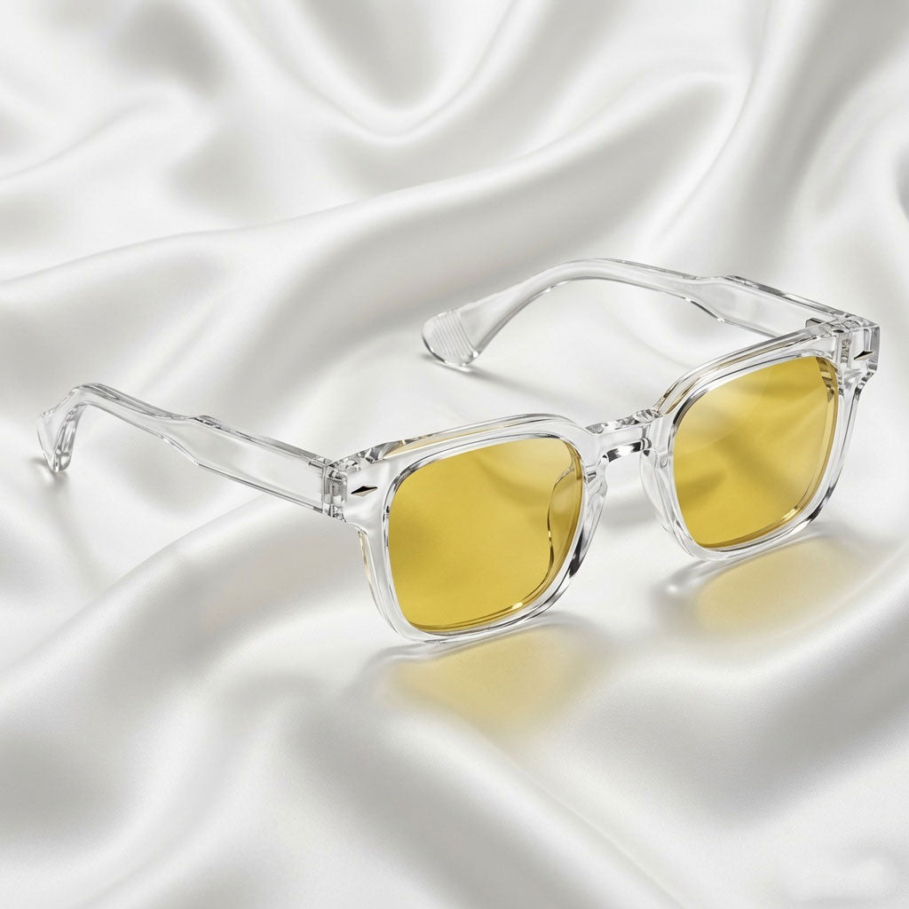 Specsnex x Thicker | Glossy Square Sunglasses | Clear TR90 Frame | Night Vision 100% UV Lenses