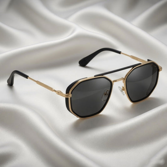 Specsnex x King | Square Sunglasses | Gold Metal Frame | 100% UV Protection