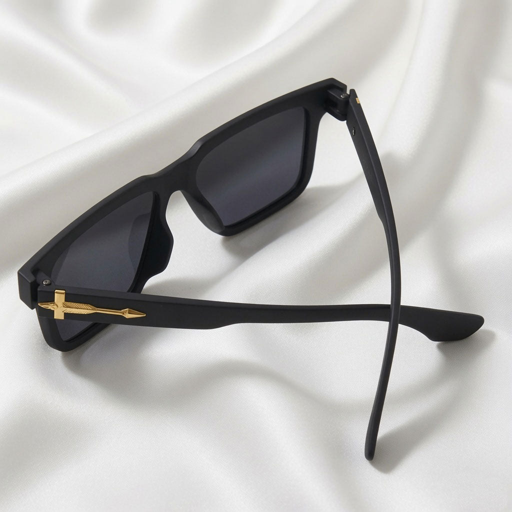 Specsnex x Striker | Square Sunglasses | Black Rubber Coated TR90 Frame | 100% UV Protection