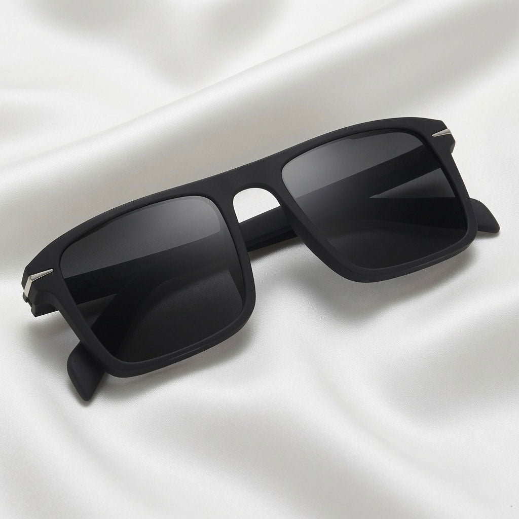 Specsnex x Vanguard | Square Sunglasses | Black Rubber Coated TR90 Frame | 100% UV Protection