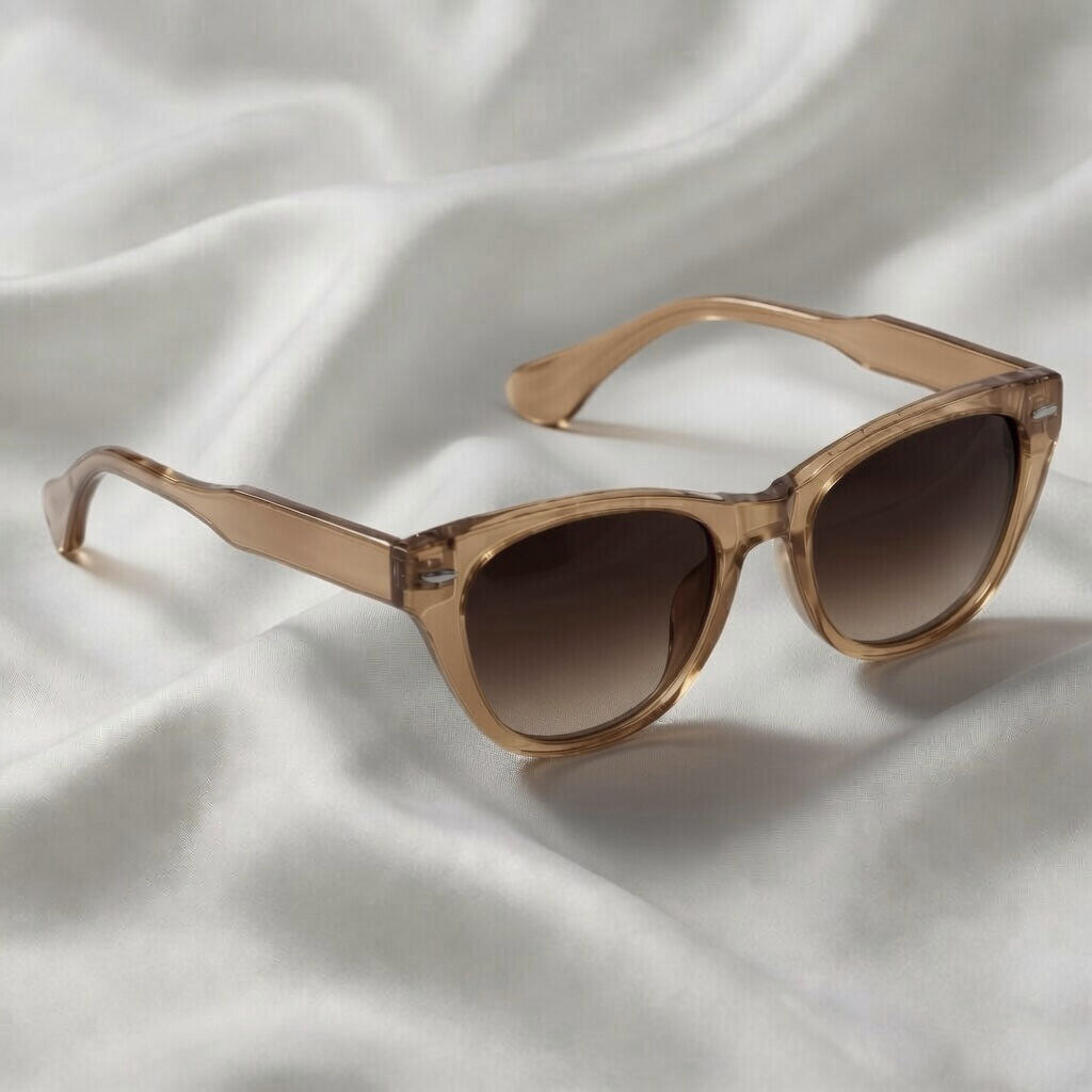 Specsnex x Lumina | Cat-Eye Sunglasses | Translucent Light Brown TR90 Frame | Brown 100% UV Lenses