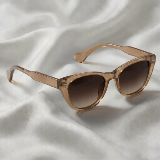Specsnex x Lumina | Cat-Eye Sunglasses | Translucent Light Brown TR90 Frame | Brown 100% UV Lenses