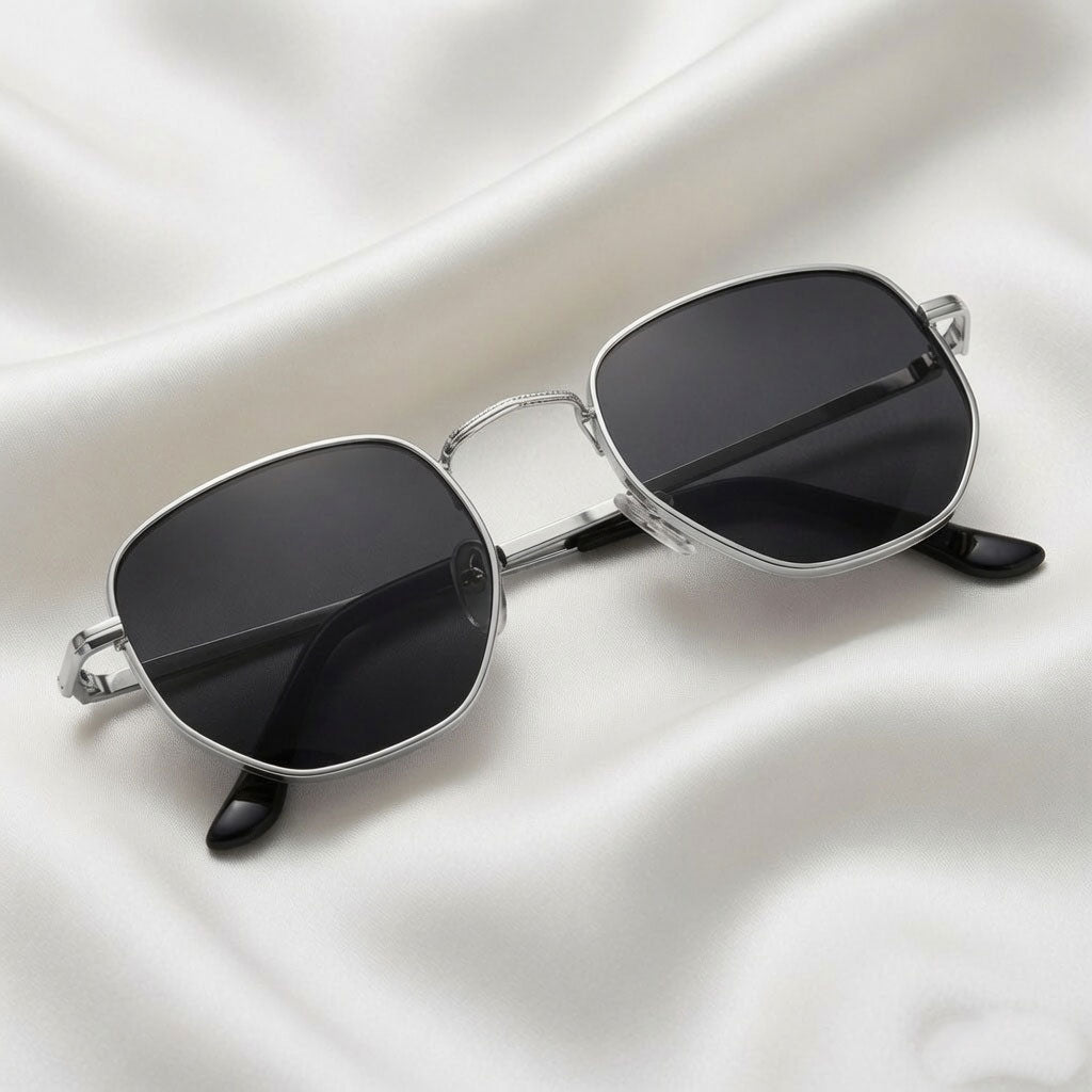 Specsnex x Orbit | Round Metal Sunglasses | Silver Frame | 100% UV Protection