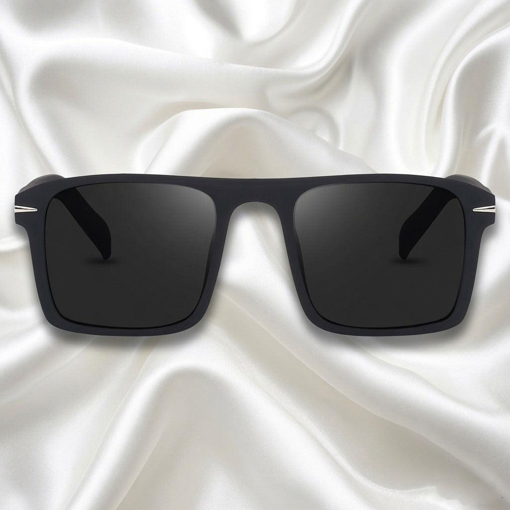 Specsnex x Vanguard | Square Sunglasses | Black Rubber Coated TR90 Frame | 100% UV Protection