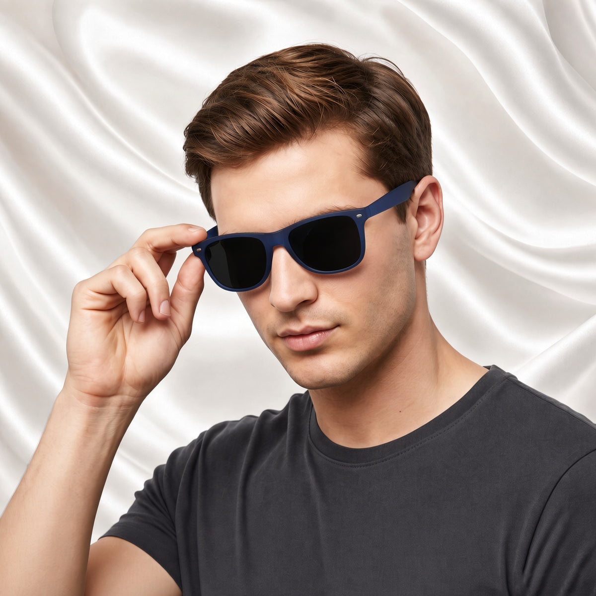 Specsnex x Legacy | Square Sunglasses | Translucent Navy Blue Rubber Coated TR90 Frame | 100% UV Protection