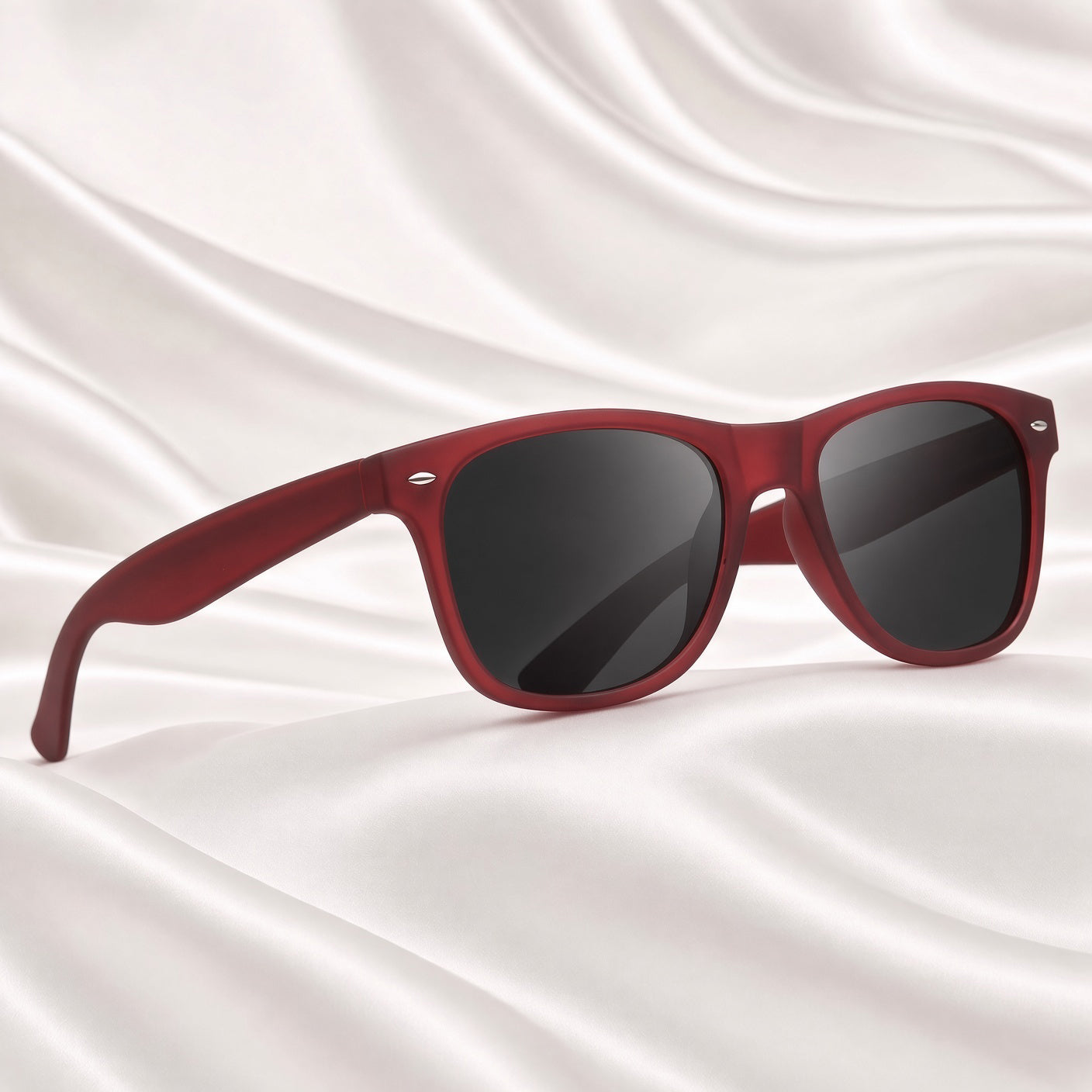 Specsnex x Legacy | Square Sunglasses | Translucent Maroon Rubber Coated TR90 Frame | 100% UV Protection