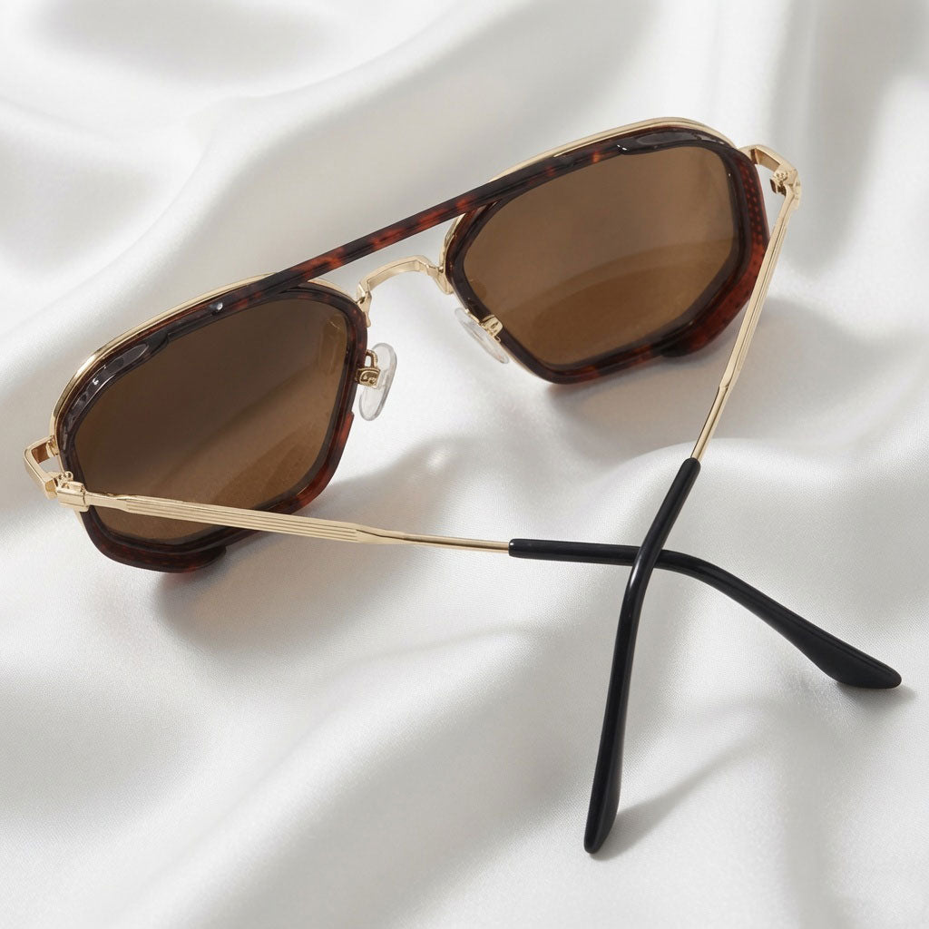 Specsnex x King | Metal Sunglasses | Gold Frame | Brown 100% UV Lenses