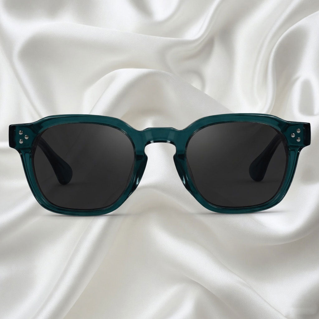 Specsnex x Robust | Glossy Round Sunglasses | Dark Teal TR90 Frame | 100% UV Protection