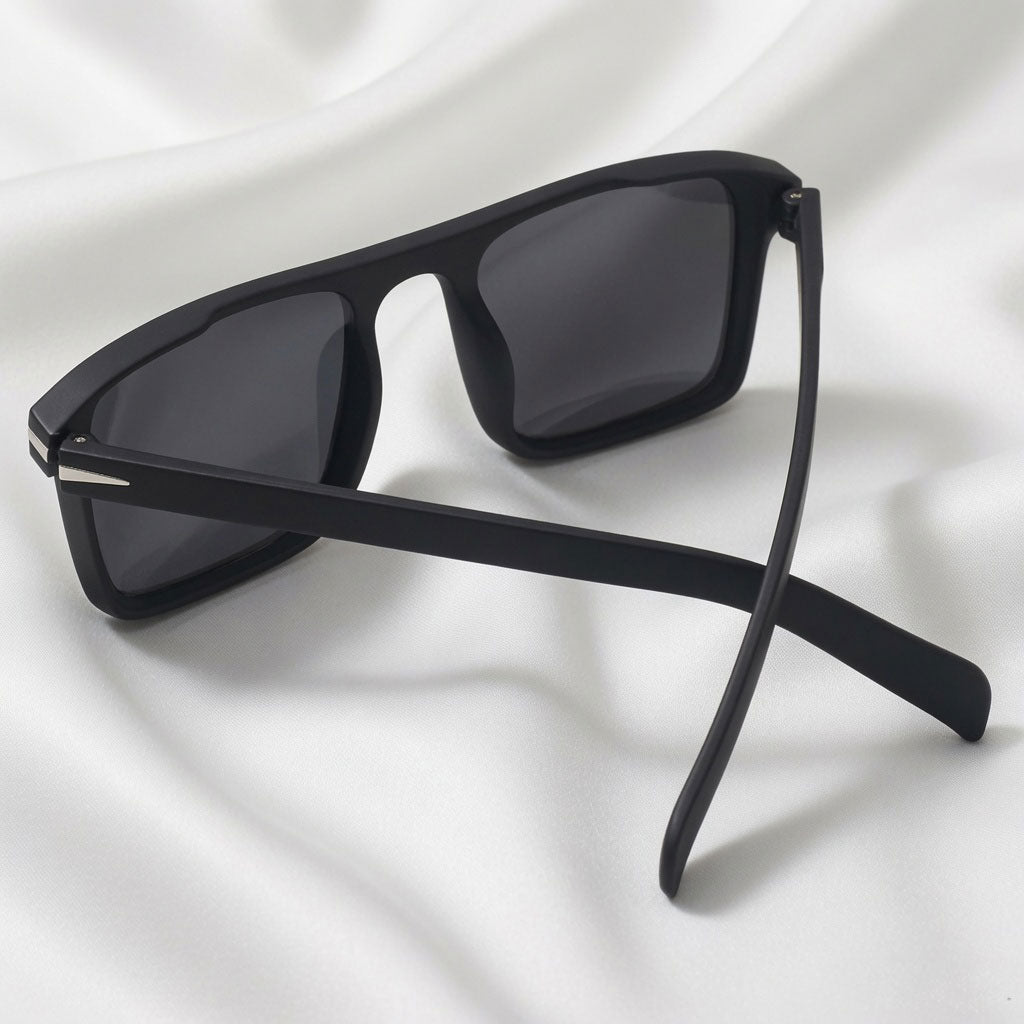 Specsnex x Vanguard | Square Sunglasses | Black Rubber Coated TR90 Frame | 100% UV Protection