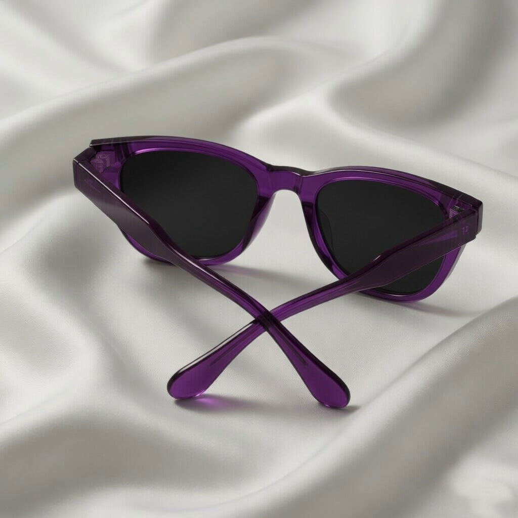 Specsnex x Lumina | Cat-Eye Sunglasses | Translucent Purple TR90 Frame | Black 100% UV Lenses
