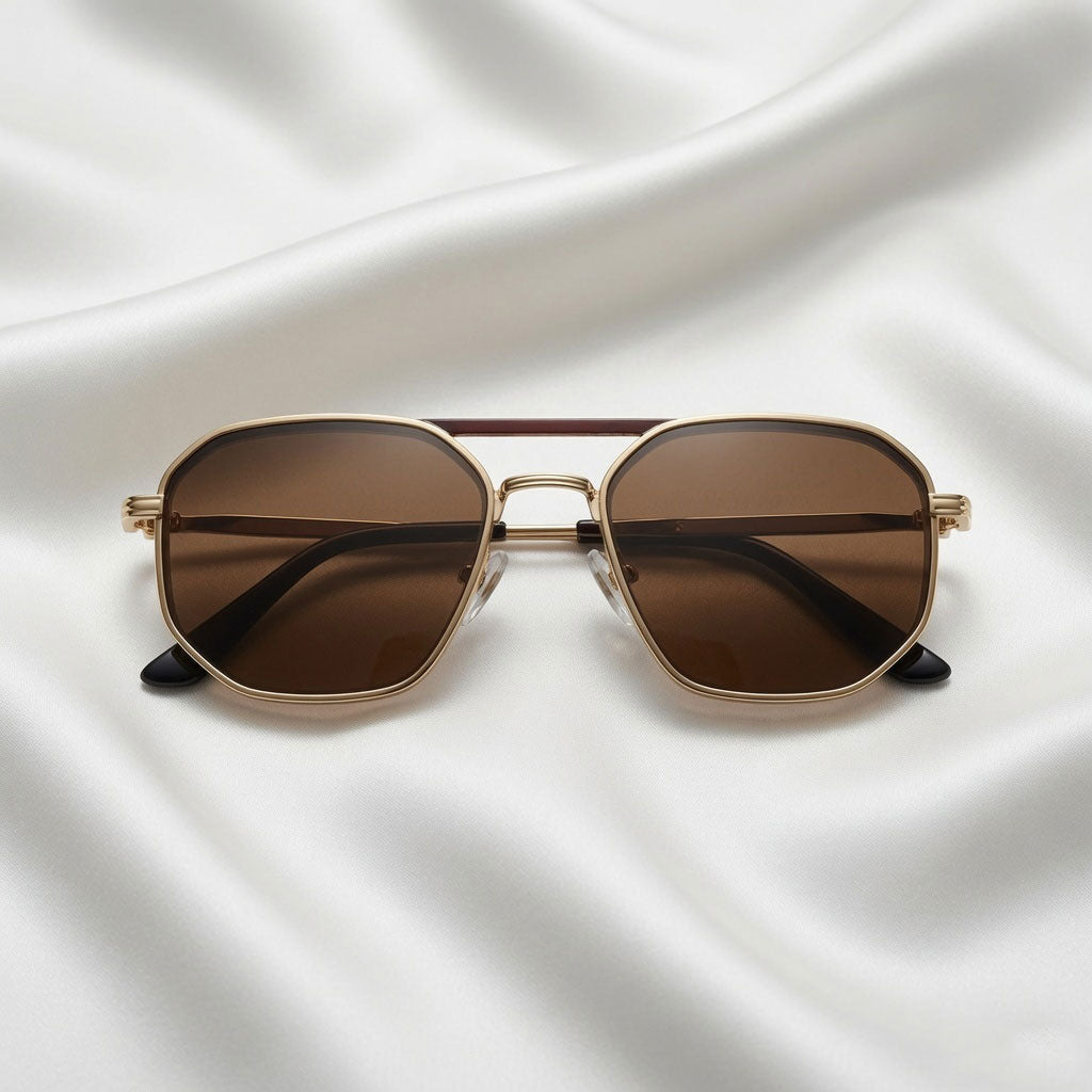 Specsnex x King | Metal Sunglasses | Gold Frame | Brown 100% UV Lenses